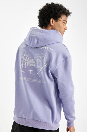 DeFacto Rick and Morty Boxy Fit Kapüşonlu Sırt Baskılı Sweatshirt C6510AX24AUPR481