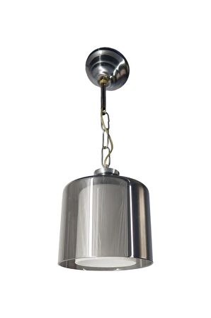 Askı Krom Tekli Füme + Beyaz Camlı Avize | Kaliteli Modern Metal Avize