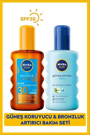 Nivea Sun Güneş Koruyucu Ve Bronzlaştırıcı Vücut Spreyi Spf30 200ml, Güneş Sonrası Nemlendirici 200ml