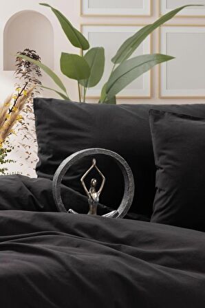 Cotton Box Neat Poplin Çift Kişilik Nevresim Takımı Siyah