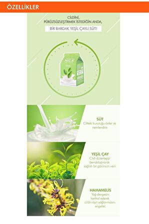 Hassas Ciltler İçin Stres Karşıtı Yaprak Maske(Yeşil Çay-Süt) APIEU Green Tea Milk One-Pack