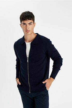 DeFacto Standart Fit Polo Yaka Hırka D3592AX24WNNV64