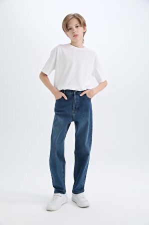 Erkek Çocuk Loose Fit Düz Paça Jean Pantolon