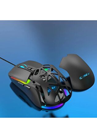 Claw's Nexus X1 12800 Dpi Makro Yazılımlı & Değiştirilebilir Kapaklı RGB Gaming Mouse - Siyah
