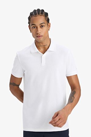 DeFactoFit Slim Fit Dar Kesim Sporcu Kısa Kollu Pike Polo Tişört