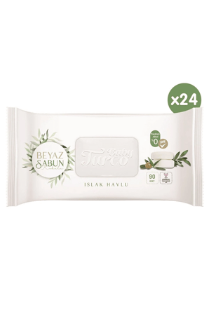 Baby Turco Beyaz Sabun KokuLu Islak Bebek HavLusu 90 x 24 Paket