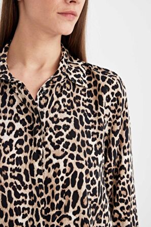 DeFacto Regular Fit Leopar Desenli Uzun Kollu Gömlek I8266AZ24AUBG320