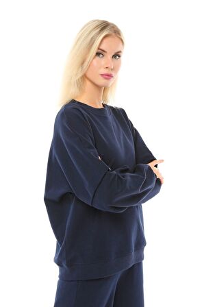 defy's Kadın Oversize Sweat Kol Detaylı Lacivert