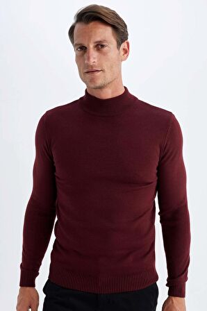 DeFacto Slim Fit Dar Kesim Yarım Balıkçı Yaka Basic Düz Triko Kazak R1127AZ24WNBR50