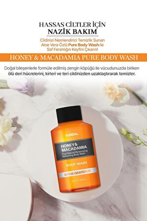 Yoğun Nemlendirici Vücut Yıkama Jeli Kundal Honey&Macadamia Pure Body Wash 100ml (Pink Grapefruit)