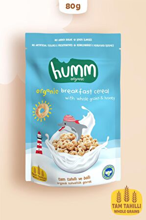 Humm Organic Tam Tahıllı ve Ballı Kahvaltılık Gevrek 80g