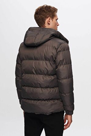 Regular Fit Antrasit Rüzgar Geçirmez Yoğun Elyaf Dolgulu Sıcak Tutan Çıkarılabilir Kapüşonl 1HF07ORT09020