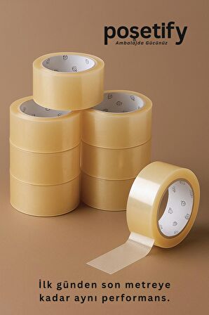 45mm x 100 Metre Koli Bandı | Güçlü Yapışkanlı Şeffaf Paketleme Bandı | Tekli