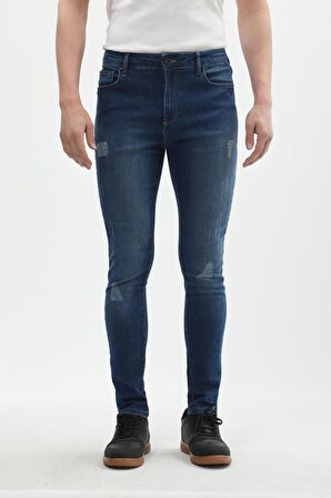 Koyu Lacivert Straight Fit Jean Pantolon Erkek