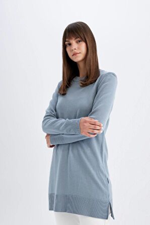 DeFacto Regular Fit Bisiklet Yaka Basic Kazak Tunik H3431AZ24AUBE690