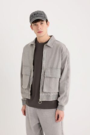 DeFacto Relax Fit Fermuarlı Cepli Jean Ceket C3414AX24AUNM55