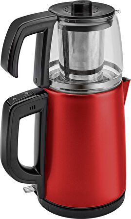 Karaca Tea Glass 2 In 1 Çelik Çay Makinesi Ve Kettle Kırmızı