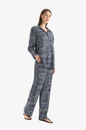 DeFacto Regular Fit Şal Desenli Viskon Plaj Pantolonu-Fall in Love C3159AX25SPNV241