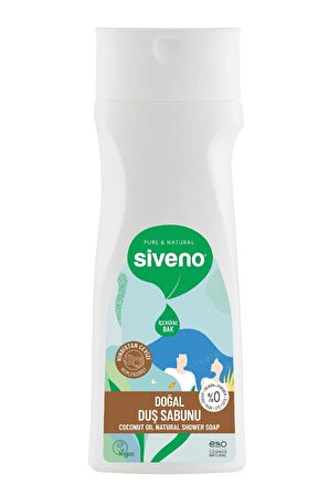 Siveno %100 Doğal Duş Sabunu Hindistan Cevizli Kokulu Nemlendirici Duş Jeli 5 Değerli Bitki Vegan 300 ml