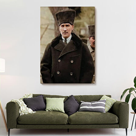 Atatürk Portre Tablosu Mustafa Kemal Atatürk Dikdörtgen Dekoratif Kanvas Tablo-FA-125
