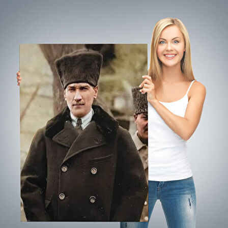 Atatürk Portre Tablosu Mustafa Kemal Atatürk Dikdörtgen Dekoratif Kanvas Tablo-FA-125