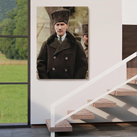 Atatürk Portre Tablosu Mustafa Kemal Atatürk Dikdörtgen Dekoratif Kanvas Tablo-FA-125