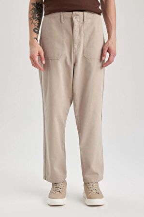 DeFacto Gabardin Pantolon Baggy Fit Bol Rahat Kesim Cepli Düz Paça B4762AX24SPGR302