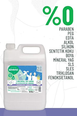 Siveno %100 Doğal Sıvı Kastil Sabun Lavanta Yağlı Cildi Rahatlatıcı Nemlendirici Arındırıcı Bitkisel Vegan 5000 ml