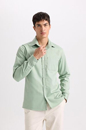 DeFacto Regular Fit Polo Yaka Gabardin Uzun Kollu Gömlek D4934AX24AUKH434