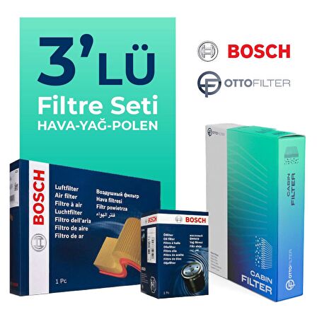 Bosch BMW 3.18 Benzinli Filtre Bakım Seti (2015-2018) 3 Lü