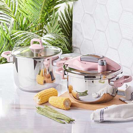 Karaca Perfect Pink Indüksiyon Tabanlı Düdüklü Tencere Seti 4 6 Lt
