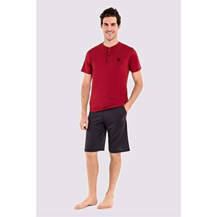 U.S. Polo Assn. Erkek 3lü Pijama Takımı Bordo