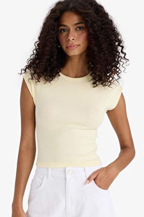 Slim Fit Dar Kesim Bisiklet Yaka Basic Düz Modal Kısa Kollu Tişört