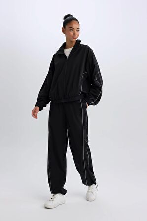 DeFactoFit Wide Leg Geniş Paça Cepli Sporcu Dokuma Pantolon C9414AX25SPBK81