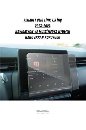 Renault Clio 2023 2024 Link 7.3 inç Navigasyon ve Multimedya Uyumlu Nano Ekran Koruyucu