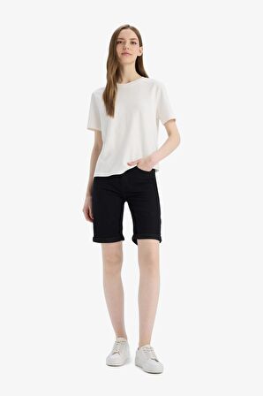 DeFacto Normal Bel Katlamalı Paça Jean Bermuda Şort A1958AX25SMNM40