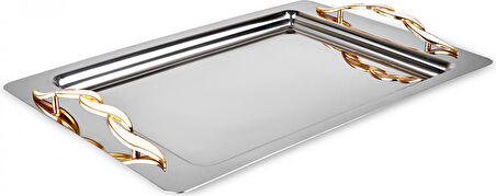 Karaca Nevra Gold Çelik Tepsi 42 cm