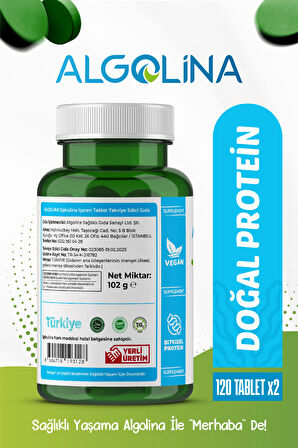 Spirulina 120 Tablet 600 Mg Protein Kaynağı - Takviye Edici Gıda (2 Adet)