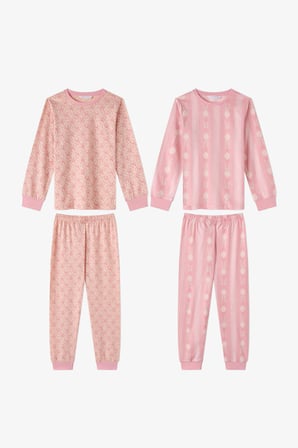 Kız Çocuk Pembe Whisper Bows Pamuklu Uzun Kollu 2'li Pijama Takımı