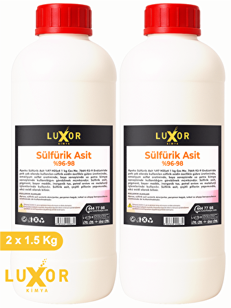 Luxor Kimya Sülfürik Asit 1.5 Kg %96-98 (2'li)