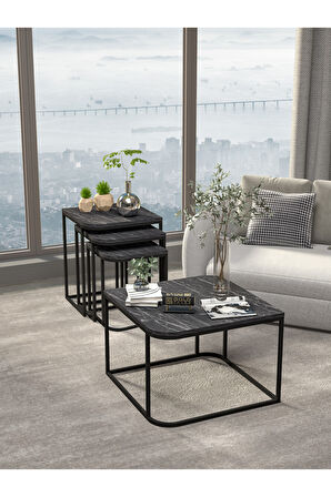 Orta Sehpa Ve Zigon Yan Sehpa Flora Set Traverten