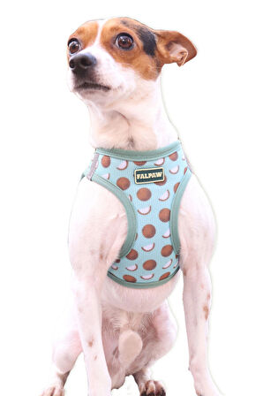Falpaw Köpek Göğüs Tasma Seti Ayarlanabilir Gezdirme Kayışı Eller Serbest Coconut Desenli