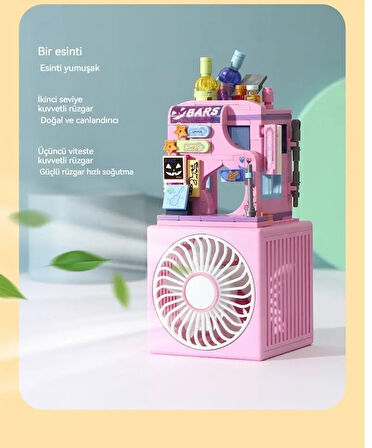 Masaüstü Blok Fan Küçük Masa Vantilatörü, USB Şarj Edilebilir Pil, 3 Hız Güçlü - ZB106