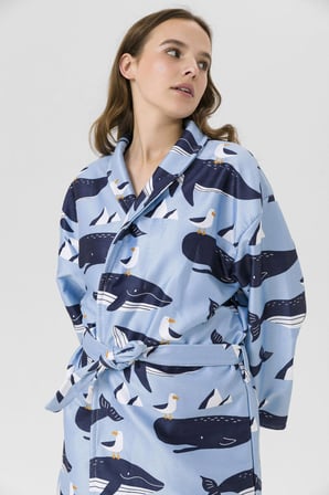 Balina Desenli Unisex Yetişkin Bornoz