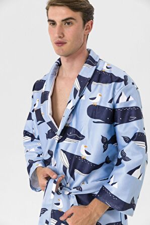 Balina Desenli Unisex Yetişkin Bornoz