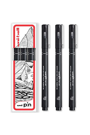 uni ball pin 0,3 Teknik Çizim Kalemi Siyah (3 Adet)