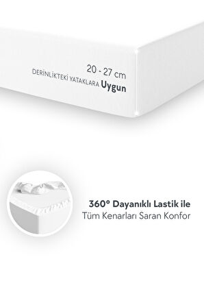 Calmera Home Tek Kişilik %100 Pamuk Penye Lastikli Çarşaf - 120 x 200 cm Beyaz