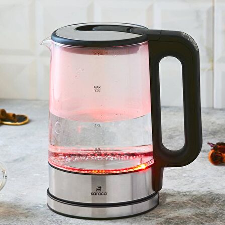 Karaca Sıcaklık Ayarlı Ve Led Işıklı 2205 Cam Su Isıtıcısı Kettle 2200w