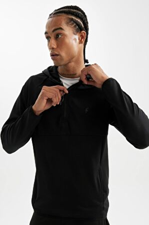 DeFactoFit Standart Fit Kapüşonlu Fermuarlı Pike Sporcu Sweatshirt C9181AX24AUBK81