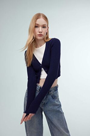 DeFacto Coool Regular Fit V Yaka Triko Hırka A2076AX24SPNV31